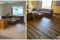 before and after living room hardwood flooring installation