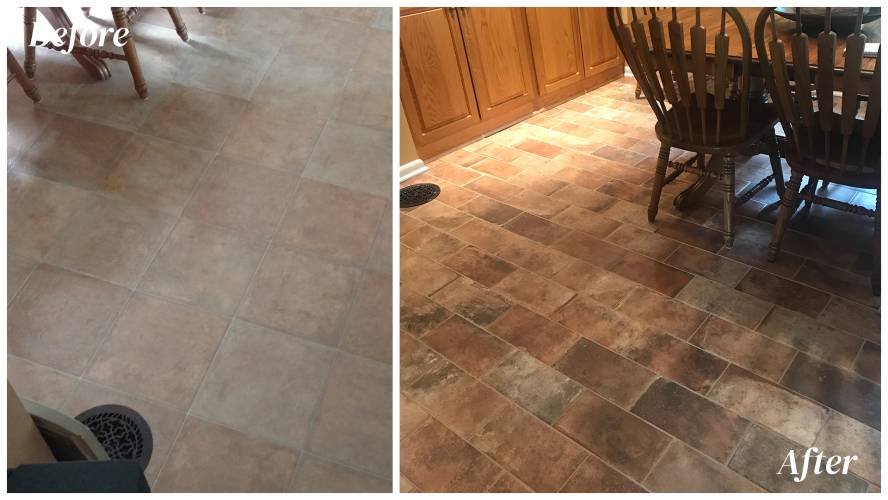 before and after kitchen flooring installation