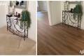 before and after carpet removal and flooring installation