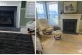 before and after living room hardwood flooring installation