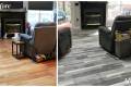 before and after living room hardwood flooring transformation