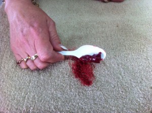 spooning up a carpet stain